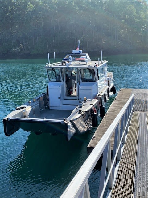 The fireboat docked at Shaw Island after a different water rescue and medical call